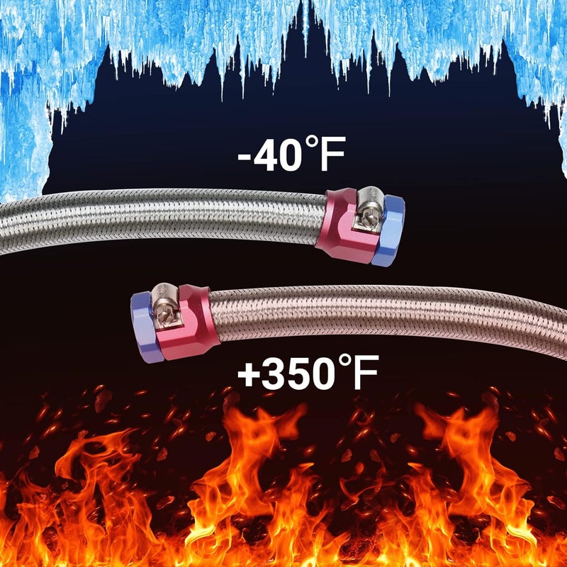 CarBole 3 FT 6AN 3/8" ID Fuel Line Stainless Steel Braided Hose Kit, With 2 pcs AN6 Fitting Universal for Racing Fuel, Gas, Coolant - Image 4